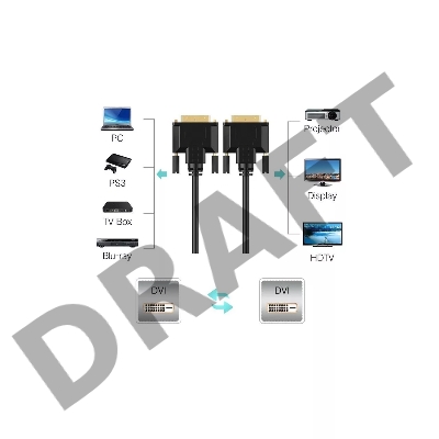 Кабель VCOM DVI<-->DVI Dual Link (25M-25M), 3m, 2 фильтра, позолоченные контакты