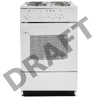 Плита электрическая DE LUXE 5004.12э кр белая ШхГхВ 50x50x85,конфорка на 2кВт,таймер,духовка с терморегулятором, грилем, вертелом с эл./приводом, подсветкой.белая