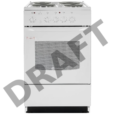 Плита электрическая DE LUXE 5004.12э кр белая ШхГхВ 50x50x85,конфорка на 2кВт,таймер,духовка с терморегулятором, грилем, вертелом с эл./приводом, подсветкой.белая