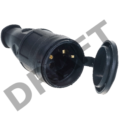 Розетка переносная с заглушкой каучук 2Р+РЕ 16А 250В IP44  | SQ0612-0002 | TDM