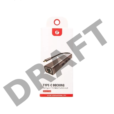 Кабель-концентратор USB 3.1 Type-Cm --> RJ-45+3port USB3.0(f) Aluminum Shell VCOM <DH311A>