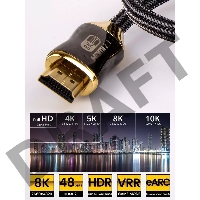 Кабель HDMI 19M/M,ver. 2.1, 8K@60 Hz 2m метал разъемы, нейлоновая оплетка Telecom <TCG300-2M>