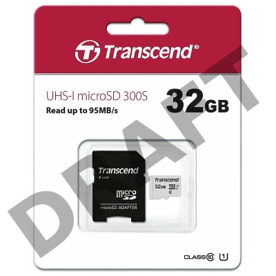 Флеш карта Micro SecureDigital 32Gb Transcend TS32GUSD300S-A  {MicroSDHC Class 10 UHS-I, SD adapter}