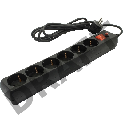 Сетевой фильтр Buro 600SH-16-1.8-B 1.8м (6 розеток) черный (коробка)