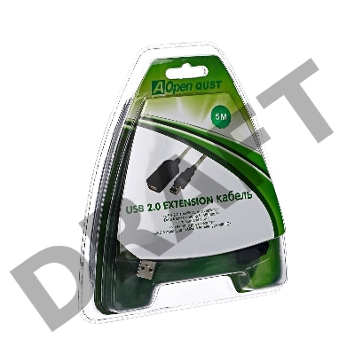 Кабель Aopen/Qust Кабель-адаптер USB2.0-repeater, удлинительный активный <Am-->Af> 5м (ACU823-5M) 6938510851314