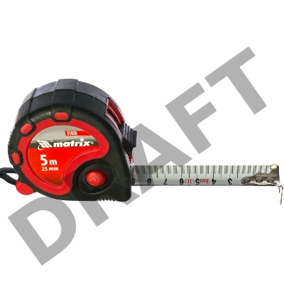 Рулетка MATRIX 31035  status 3 fixations 5мх25мм двухкомпонентный корпус 3 фиксации ленты