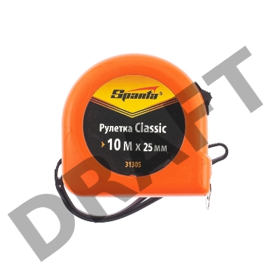 Рулетка SPARTA 31314  elastica 10 мх25мм обрезиненный корпус