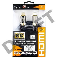 Кабель HDMI 19M/M,ver. 2.1, 8K@60 Hz 2m метал разъемы, нейлоновая оплетка Telecom <TCG300-2M>