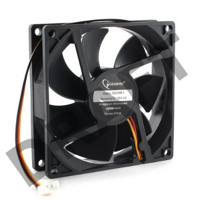 Вентилятор Gembird D9225HM-3 92x92x25, гидродинамический, 3 pin, провод 30 см {150}