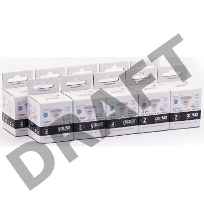 Лампа светодиодная Gauss Elementary MR16 7Вт цок.:GU5.3 спот 220B 4100K св.свеч.бел.ней. MR16 (упак.:10шт) (13527)