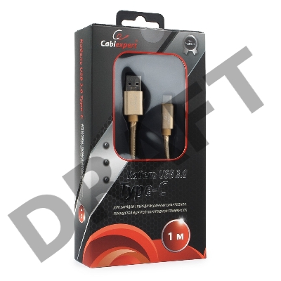 Кабель USB 3.0 Cablexpert CC-P-USBC03Gd-1M, AM/Type-C, серия Platinum, длина 1м, золотой, блистер