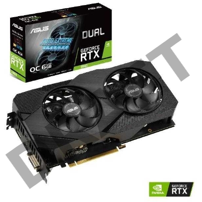 Видеокарта Asus  DUAL-RTX2060-O6G-EVO nVidia GeForce RTX 2060 6144Mb 192bit GDDR6 1365/14000 DVIx1/HDMIx2/DPx1/HDCP PCI-E Ret