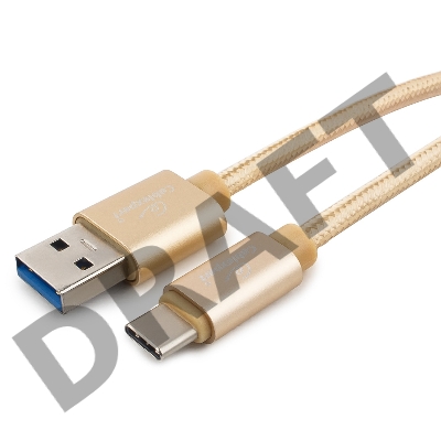 Кабель USB 3.0 Cablexpert CC-P-USBC03Gd-1.8M, AM/Type-C, серия Platinum, длина 1.8м, золотой, блистер