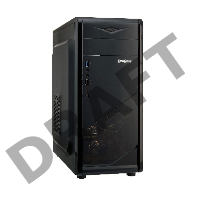 Корпус Exegate EX281257RUS Miditower ExeGate EVO-8207 Black-Red light, ATX, <700NPX>,  1*USB+1*USB3.0, HD Audio