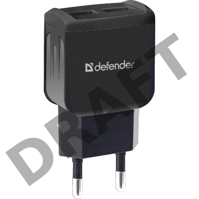 Сетевой адаптер Defender 2xUSB, 5V/2.1А, черный, пакет (EPA-13) (83840)