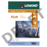 Фотобумага LOMOND Односторонняя Матовая, 180г/м2, A4 (21X29,7)/25л. для струйной печати