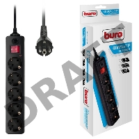 Сетевые фильтры BURO Сетевой фильтр, 5 розеток, 10 метров, (500SH-10-B), черный {992303}