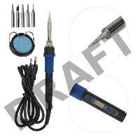 Паяльник REXANT, подставка, набор из 5 жал, цифровой, керамический нагреватель, 200-500 °C, 220 В/65 Вт