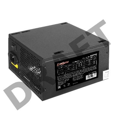 Блок питания 500W Exegate 500PPE, ATX, SC, black, APFC, 12cm, 24p+(4+4)p PCI-E, 3*IDE, 5*SATA, FDD + кабель 220V с защитой от выдергивания