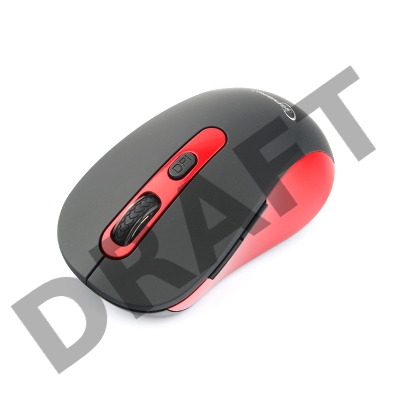 Мышь беспров. Gembird MUSW-221-R, чёрный/красный, 5кн.+колесо-кнопка, 800/1200/1600DPI, 2.4ГГц