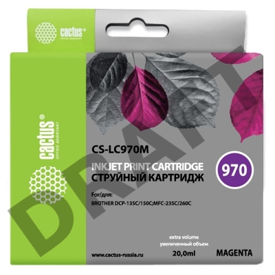 Картридж струйный Cactus CS-LC970M пурпурный для Brother DCP-135C/150C/MFC-235C (20ml)