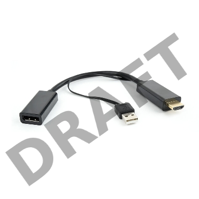 Конвертер HDMI->DisplayPort, Cablexpert DSC-HDMI-DP, HD19M+USBxHD20F, черный