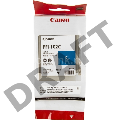Картридж струйный Canon PFI-102C (0896B001) голубой, 130 мл., для imagePROGRAF iPF605, iPF610., iPF650, iPF655, iPF710, iPF750, iPF755, LP17, iPF510