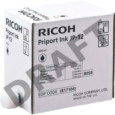 Краска Ricoh JP1210/1250/3000/Nashuatec CP308/b/4  (фл,600 мл)  (JP-12/817104)