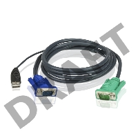 Шнур, мон+клав+мышь USB ATEN, SPHD15=>HD DB15+USB A-Тип, Male-2xMale,  8+4 проводов, опрессованный,   1.8 метр., черный, (2L-5202U)