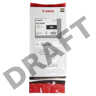Картридж струйный PFI-206Bk (5303B001), для Canon iPF6400/6450, Черный, 300ml