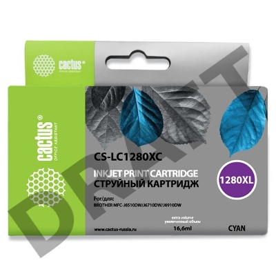 Картридж струйный Cactus CS-LC1280XC голубой для Brother MFC-J6510/6910DW (16,6ml)