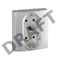 Розетка 2x2К+З, защ. шт., алюминий ETIKA 