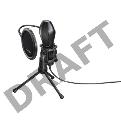 Микрофон проводной Hama Stream 2м черный