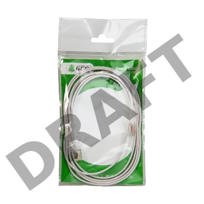 Телефонный шнур удлинитель для аппарата Greenconnect 4.0m GCR-TP6P4C-4.0m, 6P4C (джек 6p4c - jack 6p4c) белый