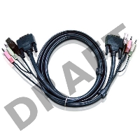 Шнур, мон+клав+мышь USB+аудио, DVI-I Single Link+USB A-Тип+2xRCA=>DVI-I Single Link+USB B-Тип+2xRCA, Male-Male, опрессованный,   3 метр., черный, CABLE DVI-I/USBA/SP.MC-DVI/USB B