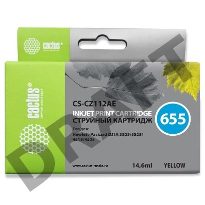Картридж струйный Cactus CS-CZ112AE желтый для №655 HP DJ IA 3525/5525/4515/4525 (14,6ml)