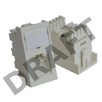 Вставка RJ-45 UTP Cat.5E, 22.5x45 мм угловая, с маркировкой, белая Вставка RJ-45 UTP Cat.5E, 22.5x45 мм угловая, с маркировкой, белая