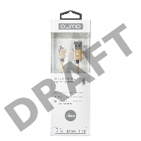 Кабель Qumo, MFI С48, USB-Apple 8 pin, 0,15м, 5В, 2,4A, 12Вт, опл. нейлон, кон металл, золотой