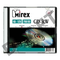 Диск CD-RW Mirex 700 Mb, 12х, Slim Case (1), (1/200)