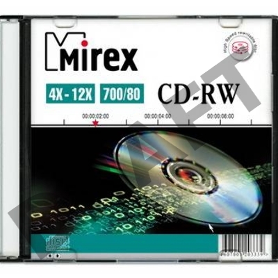Диск CD-RW Mirex 700 Mb, 12х, Slim Case (1), (1/200)