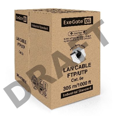 Кабель ExeGate UTP 4 пары кат.5e CCA, 24AWG, внешн., без троса, бухта 305м, черн., PE