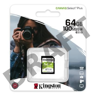 Флеш карта SDHC 64Gb Class10 Kingston <SDS2/64GB>, Canvas Select 100R CL10 UHS-I