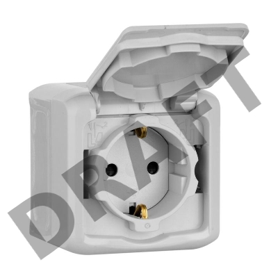 Розетка с заземлением шторок IP44 (Серый)  Legrand 782351