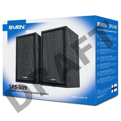 Колонки 2.0 (2x3W, USB+БП) дерево, black SVEN SPS-509