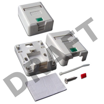 Коробка настенная на 1 кейстоун, с защитной шторкой, белая Коробка настенная на 1 кейстоун, с защитной шторкой, белая