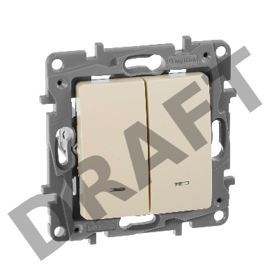 Выключатель 2-клавишный с подсветкой, на винтах, 10АХ, сл. кость