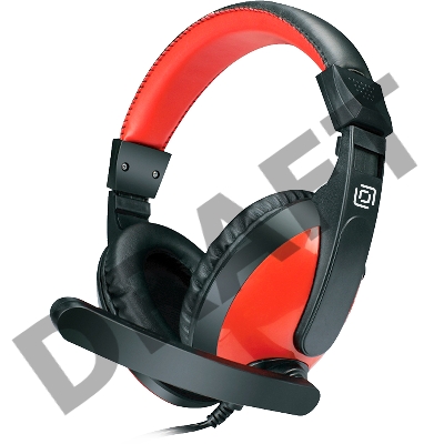 Наушники с микрофоном Оклик HS-L300 черный/красный 1.8м мониторные оголовье (1532021)