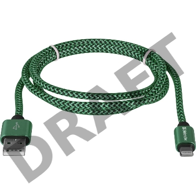 Кабель DEFENDER LIGHTNING TO USB2 1M GREEN ACH01-03T 87810