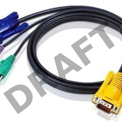 Кабель ATEN KVM Cable 2L-5203P Кабель для KVM: 2*PS/2(m)+DB15(m) (PC) -на- SPHD15(m) (KVM), 3м