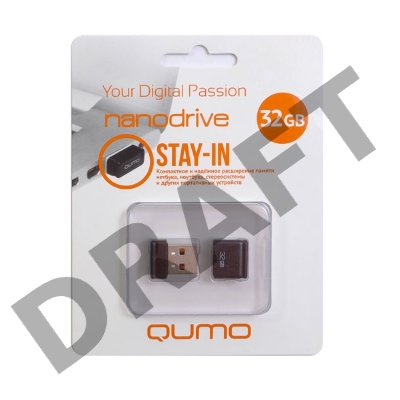 Флэш Диск USB 2.0 QUMO 32GB NANO QM32GUD-NANO-B Black